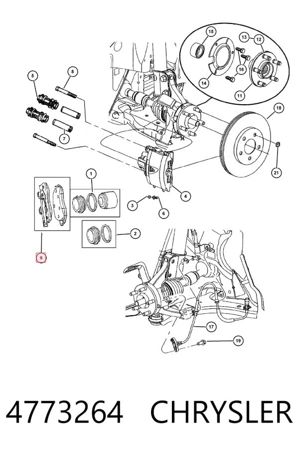 Передні тормозні колодки 4773264 Chrysler