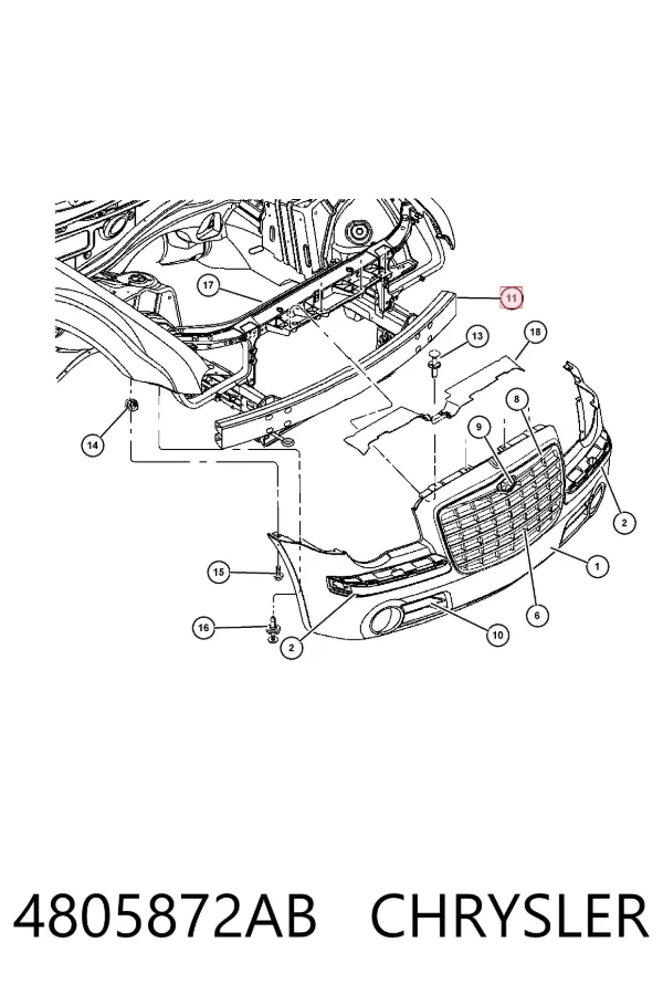 Підсилювач бампера переднього 4805872AB Chrysler