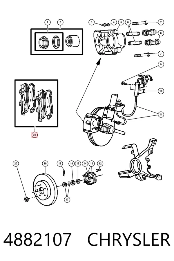 Передні тормозні колодки 4882107 Chrysler