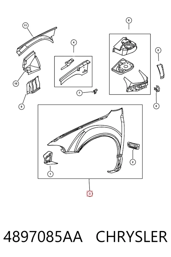 Крило переднє ліве 4897085AA Chrysler