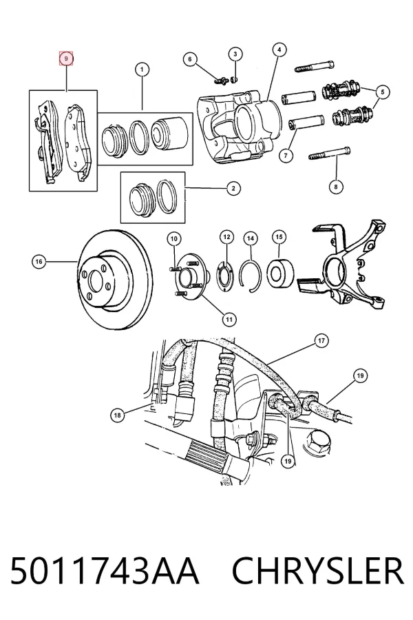 Передні тормозні колодки 5011743AA Chrysler