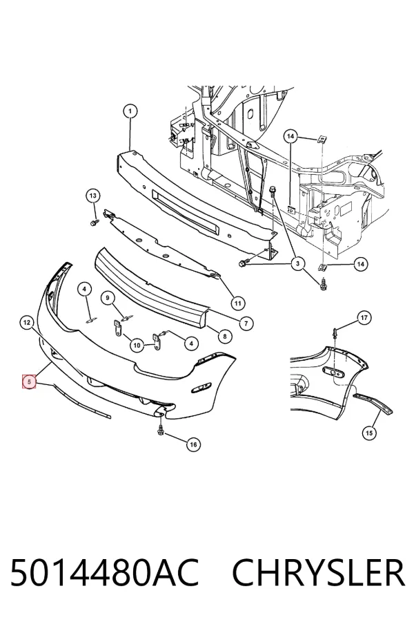 Передній бампер 5014480AC Chrysler
