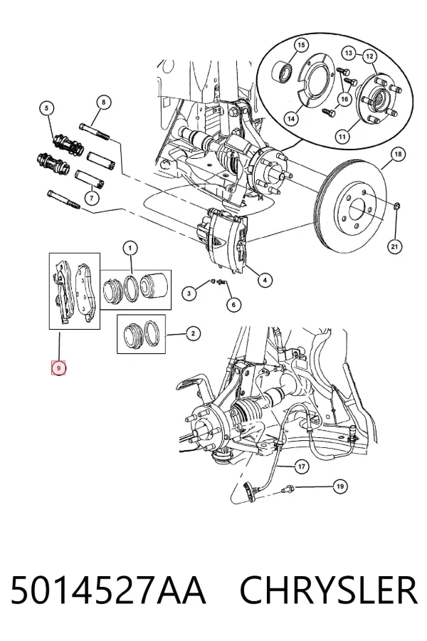 Передні тормозні колодки 5014527AA Chrysler