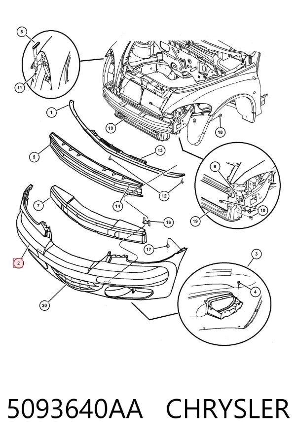 Передній бампер 5093640AA Chrysler