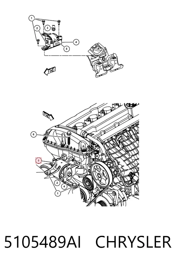 Подушка (опора) двигуна, права 5105489AI Chrysler