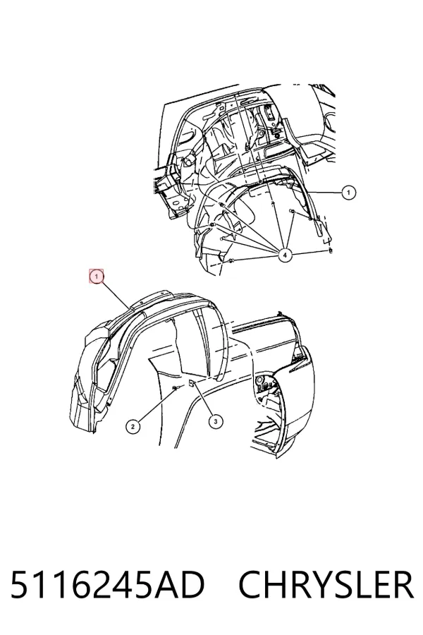 Підкрилок передній лівий 5116245AD Chrysler