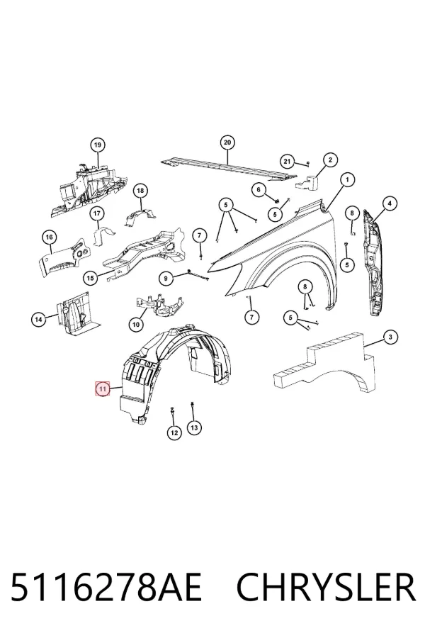 Підкрилок передній правий 5116278AE Chrysler