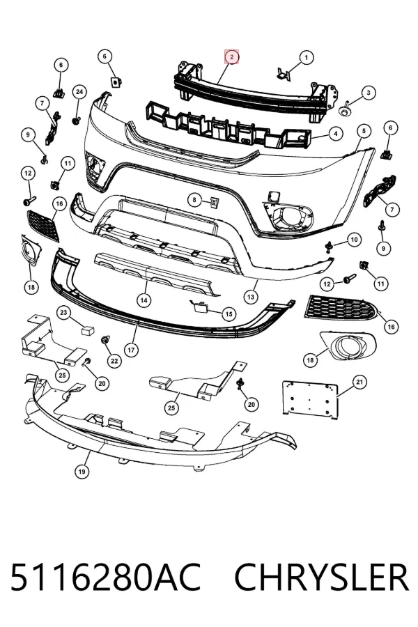 Підсилювач бампера переднього 5116280AC Chrysler