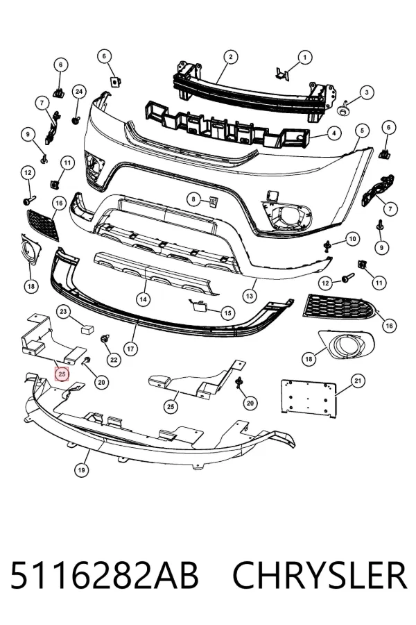 Захист бампера переднього, правий 5116282AB Chrysler