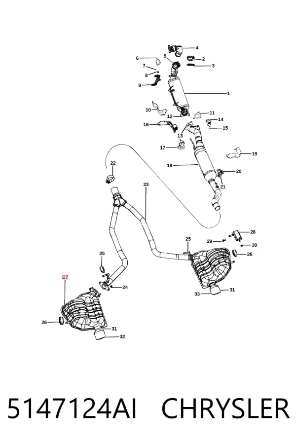 Глушник, задня частина 5147124AI Chrysler