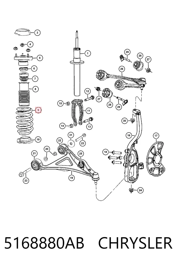 Пружина передня 5168880AB Chrysler