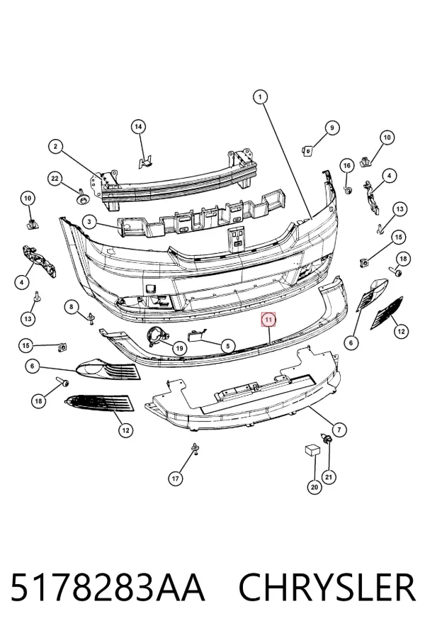 Спойлер переднього бампера 5178283AA Chrysler