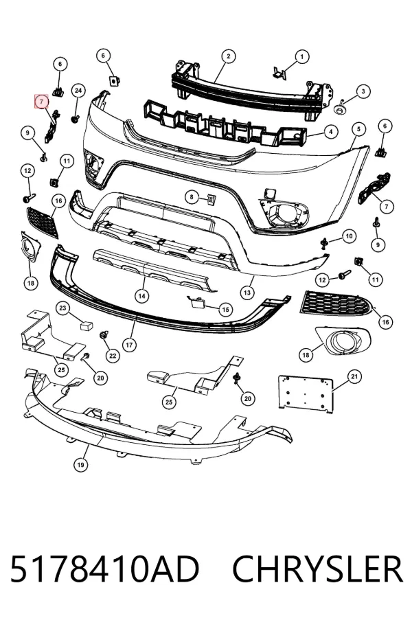 Кронштейн бампера переднього, правий 5178410AD Chrysler