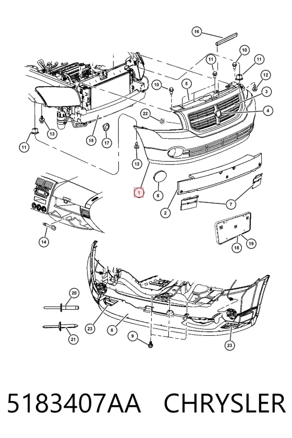 Передній бампер 5183407AA Chrysler