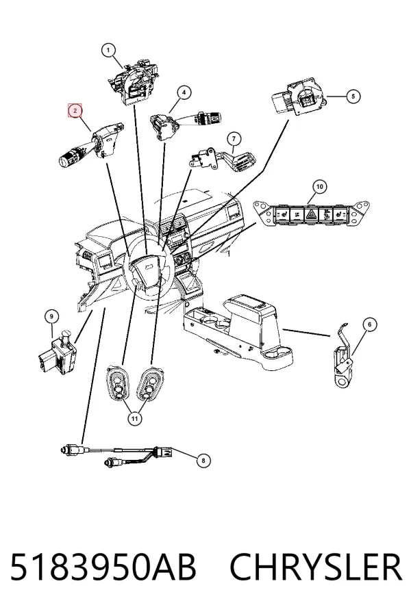 Перемикач підрульовий, лівий 5183950AB Chrysler