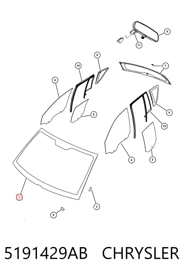 Лобове скло 5191429AB Chrysler