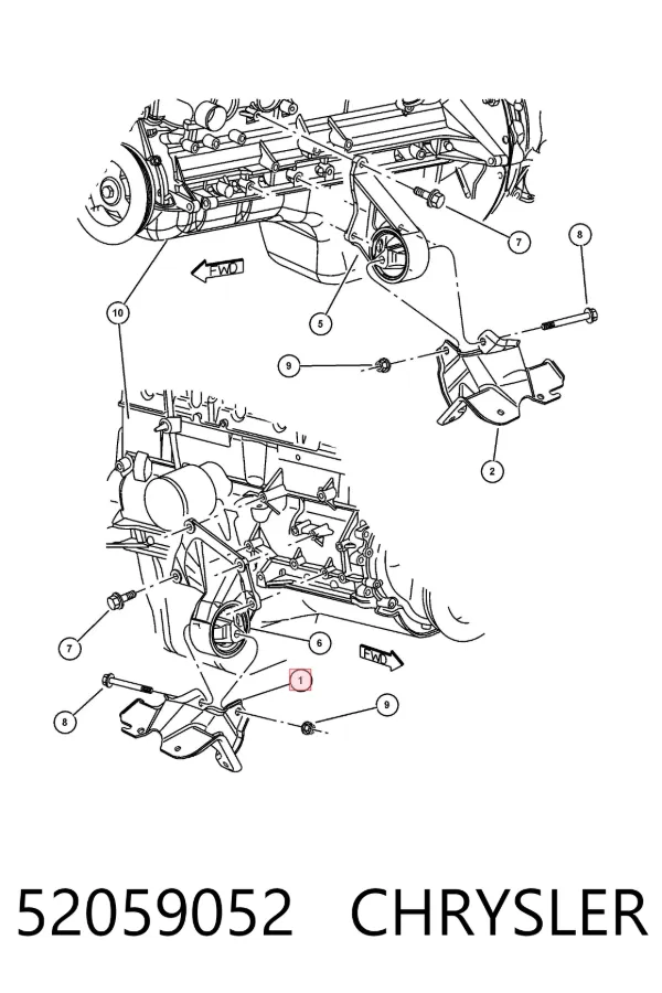 Кронштейн подушки (опори) двигуна, правої 52059052 Chrysler