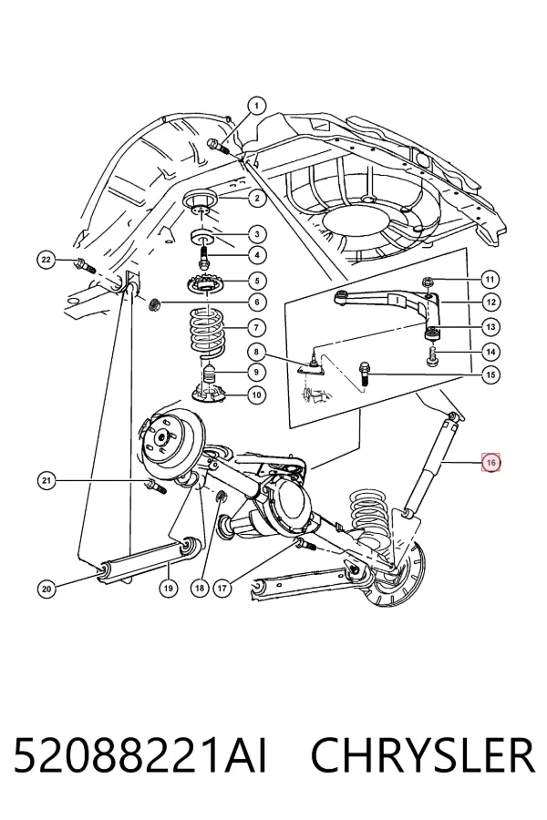 Амортизатор задній 52088221AI Chrysler