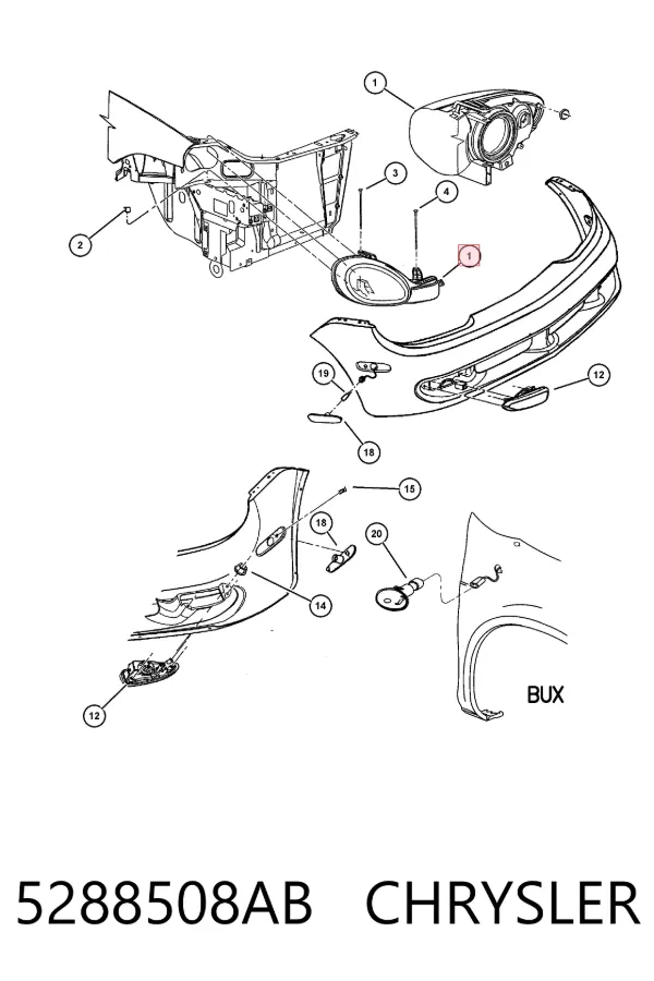 Фара права 5288508AB Chrysler