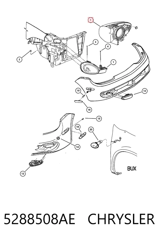 Фара права 5288508AE Chrysler
