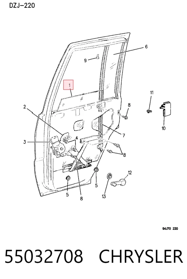 Скло задньої двері правої 55032708 Chrysler