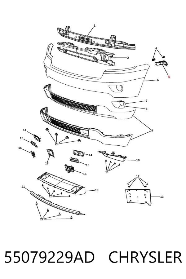 Кронштейн бампера переднього, лівий 55079229AD Chrysler