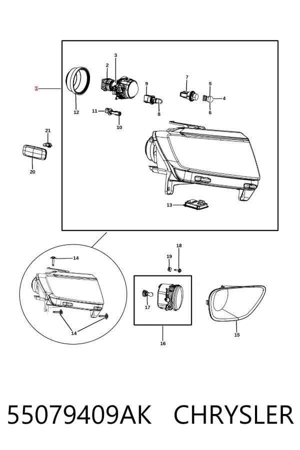Фара ліва 55079409AK Chrysler