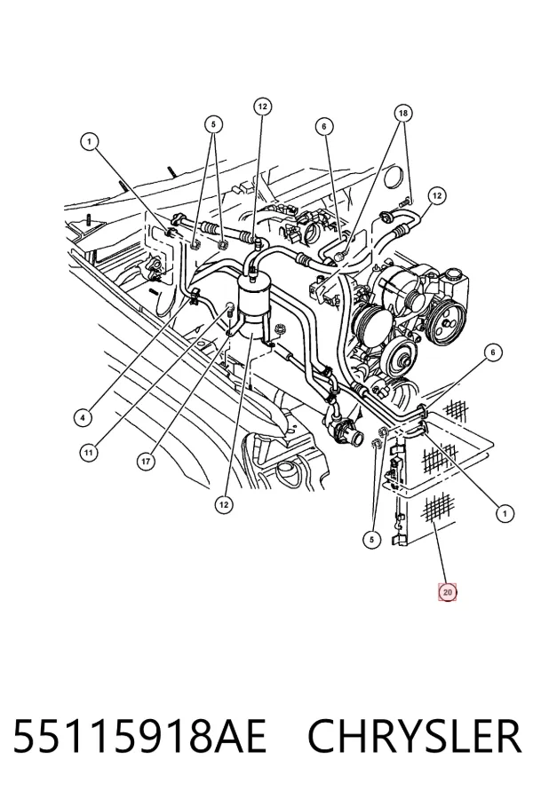 Радіатор кондиціонера 55115918AE Chrysler