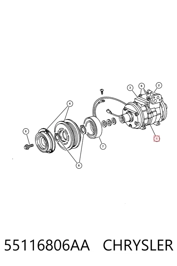 Компресор кондиціонера 55116806AA Chrysler