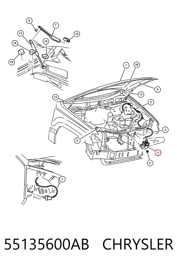 Замок капота Jeep Grand Cherokee 