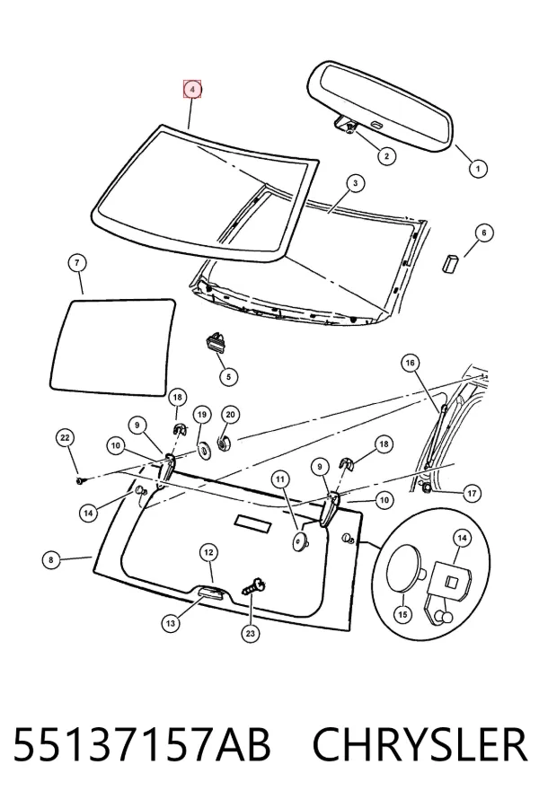 Лобове скло 55137157AB Chrysler