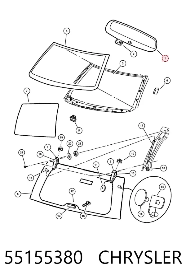 Дзеркало салону 55155380 Chrysler
