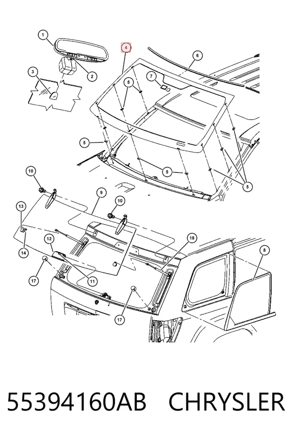 Лобове скло 55394160AB Chrysler