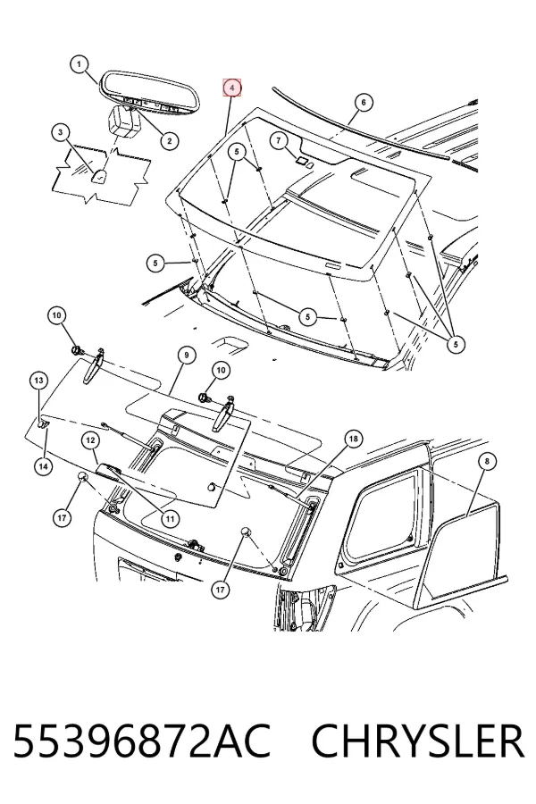 Лобове скло 55396872AC Chrysler