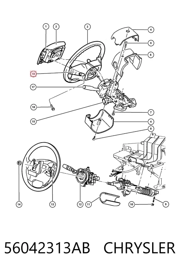 Блок кнопкових перемикачів кермового колеса 56042313AB Chrysler