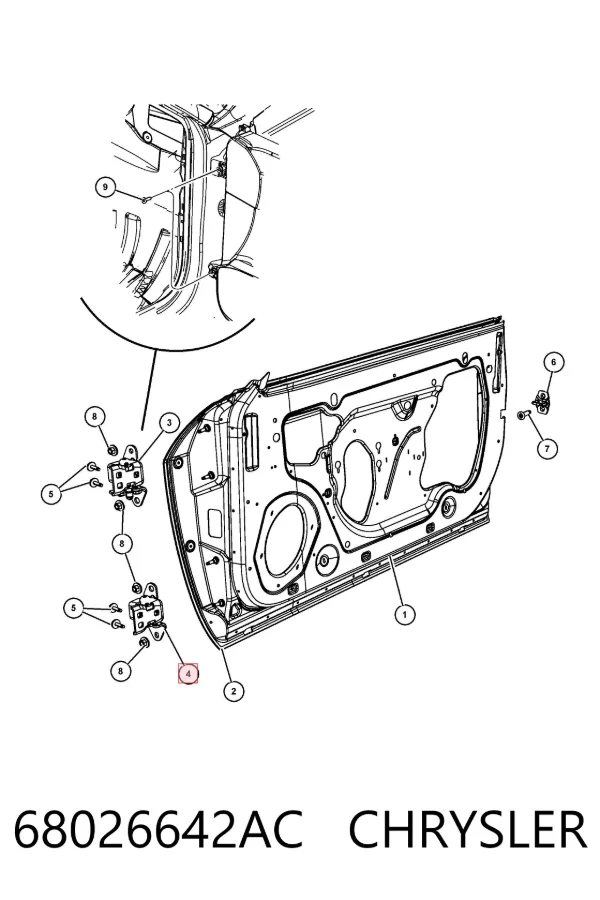 Петля передніх дверей, правої 68026642AC Chrysler