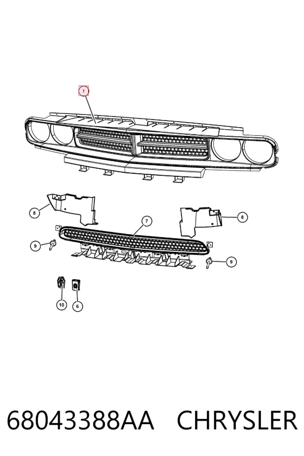 Решітка радіатора 68043388AA Chrysler