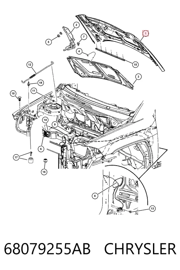 Капот 68079255AB Chrysler