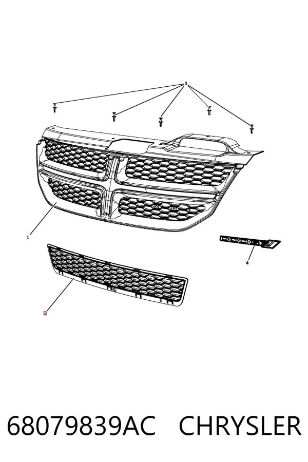 Решітка переднього бампера, нижня 68079839AC Chrysler