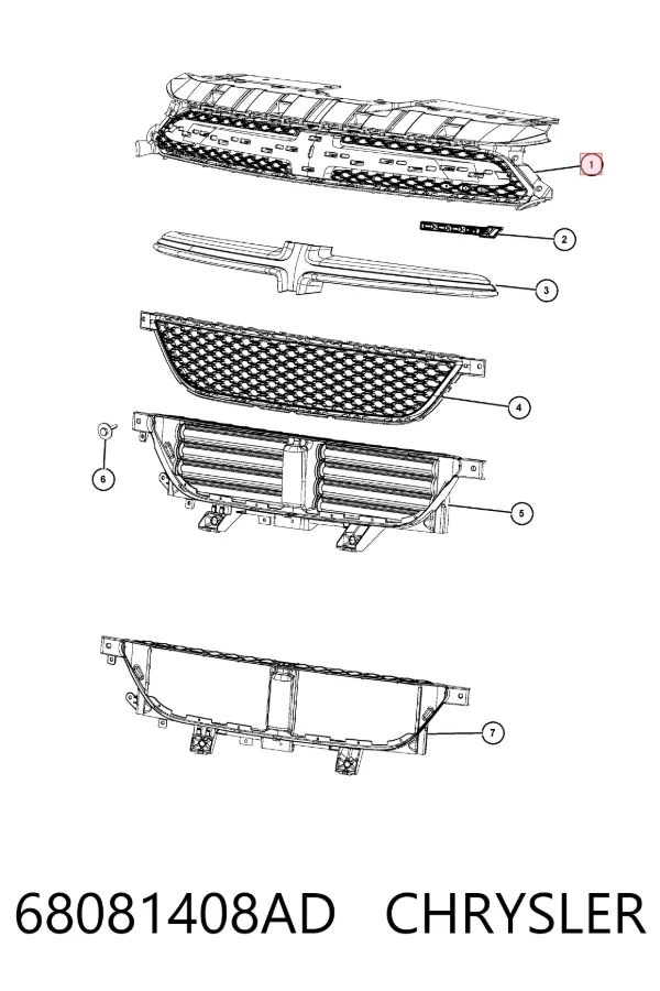 Решітка радіатора 68081408AD Chrysler