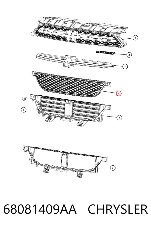 Решітка радіатора 68081409AA Chrysler