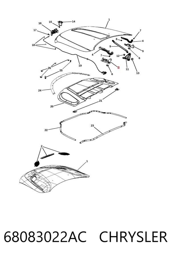 Петля капота, права 68083022AC Chrysler