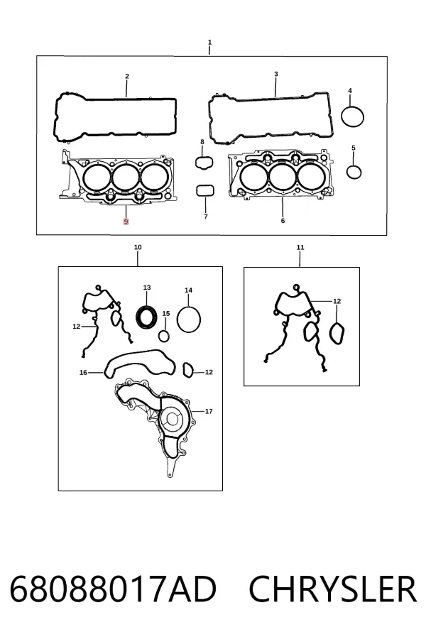Прокладка ГБЦ 68088017AD Chrysler