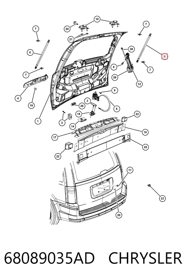 Амортизатор багажника 68089035AD Chrysler