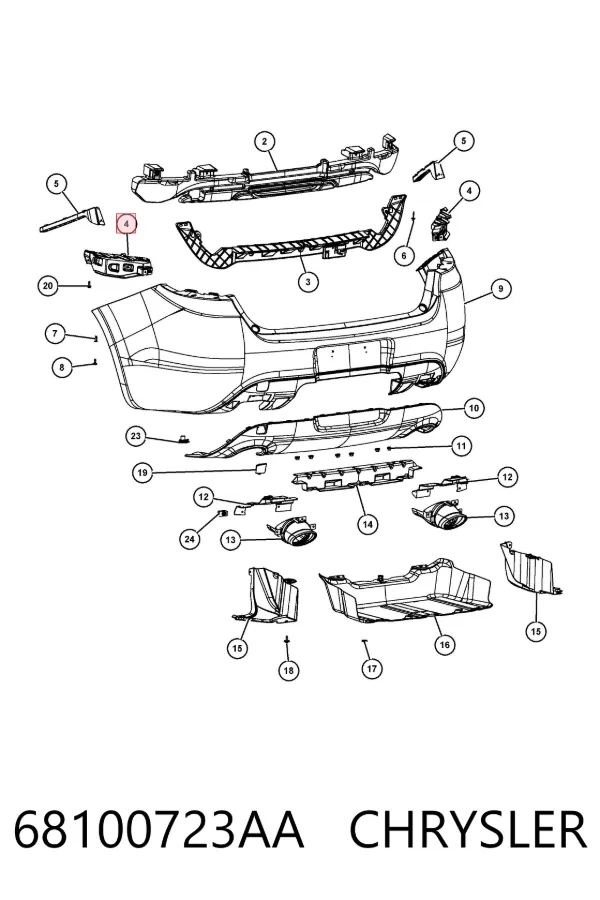 Кронштейн бампера заднього, лівий 68100723AA Chrysler