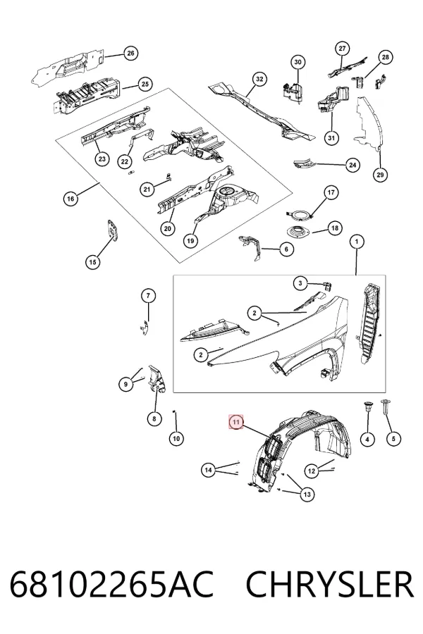 Підкрилок передній лівий 68102265AC Chrysler