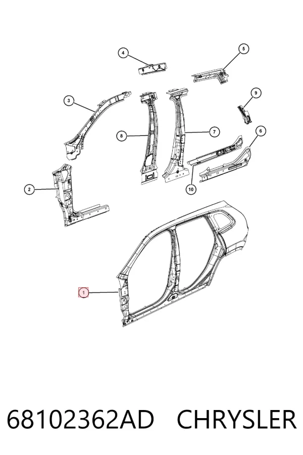 Боковина кузова права 68102362AD Chrysler