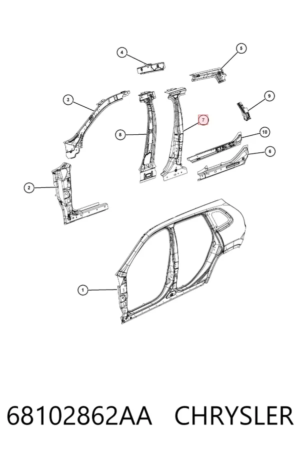 Стійка центральна, права 68102862AA Chrysler