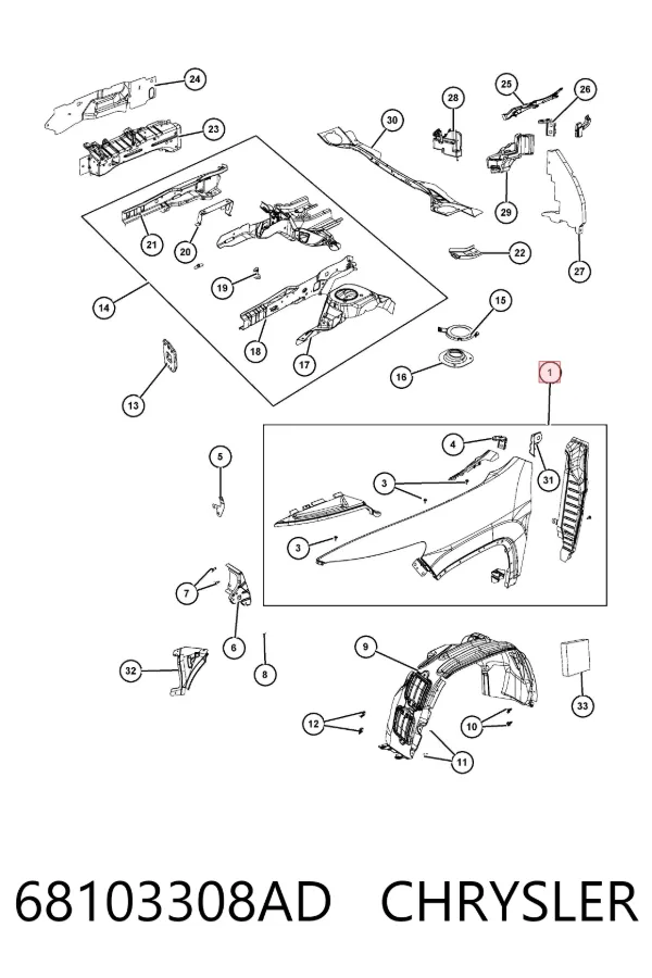 Крила 68103308AD Chrysler