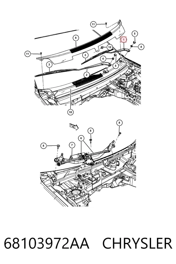 Важіль склоочисника 68103972AA Chrysler